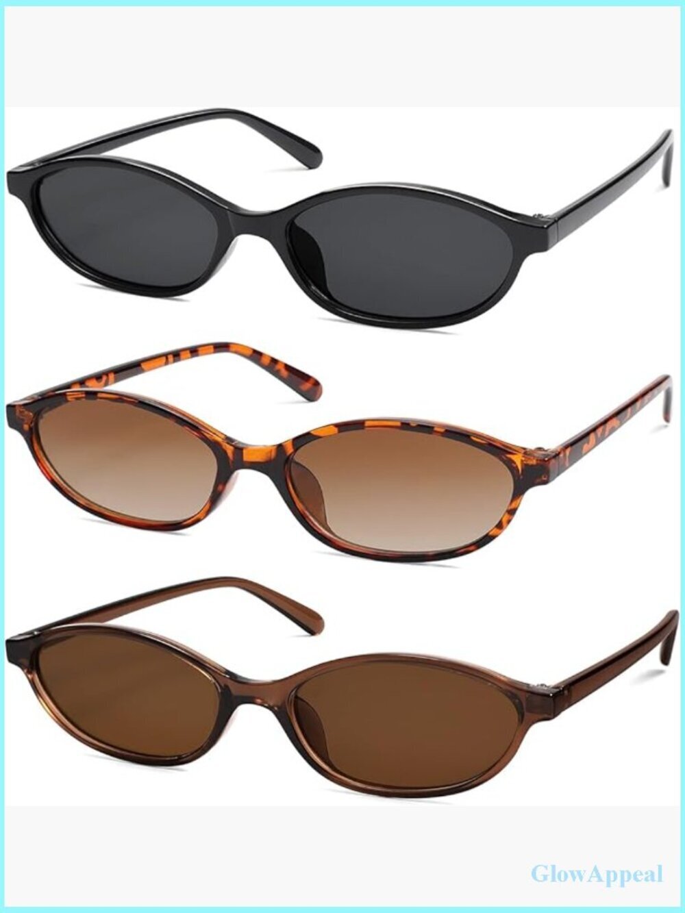 Retro Oval Cat Eye Sunglasses Y2K Trendy Narrow Sunnies UV Protection